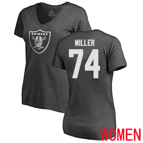 Oakland Raiders Ash Women Kolton Miller One Color NFL Football #74 T Shirt->nfl t-shirts->Sports Accessory